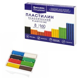 Пластилин 8цв. 160гр. Брауберг Академия (со стеком)(1/24)