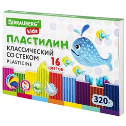 Пластилин 16цв. 320гр. Пифагор Кидс (со стеком)(1/32)