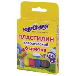 Пластилин 6 цв. 120 гр. Юнландия (высшее качество)(палочка)(1/12/96)