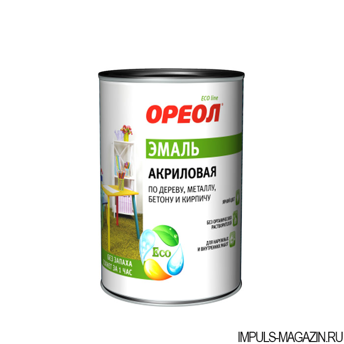 Эмаль акриловая "Ореол" глянцевая вишневая 0.9кг (14)